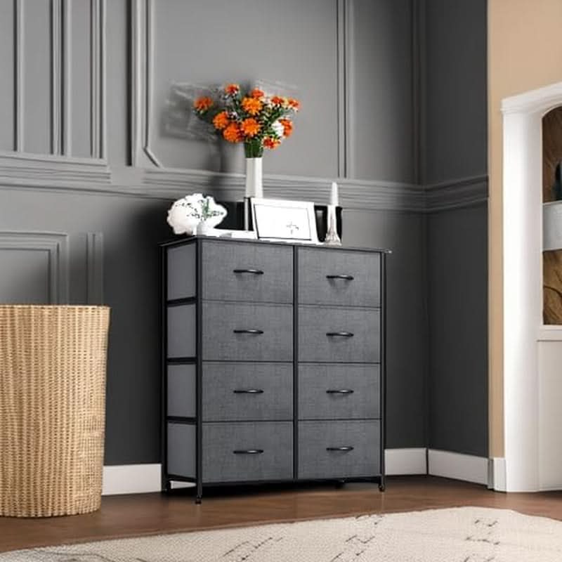 Fabric Dresser With 8 Drawers Tall Chest For Bedroom Closet