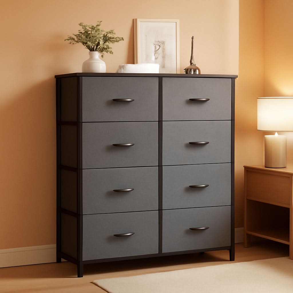 Fabric Dresser With 8 Drawers Tall Chest For Bedroom Closet