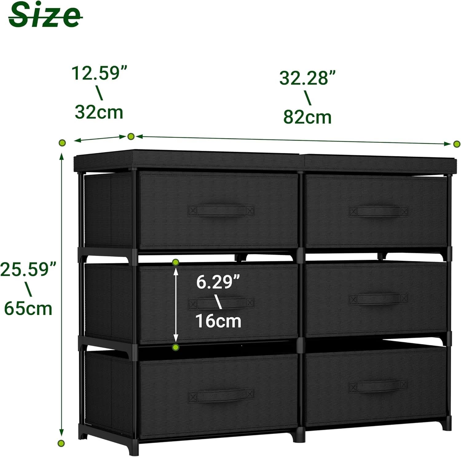 Fabric Dresser With Six Drawers Metal Frame And Wooden Top