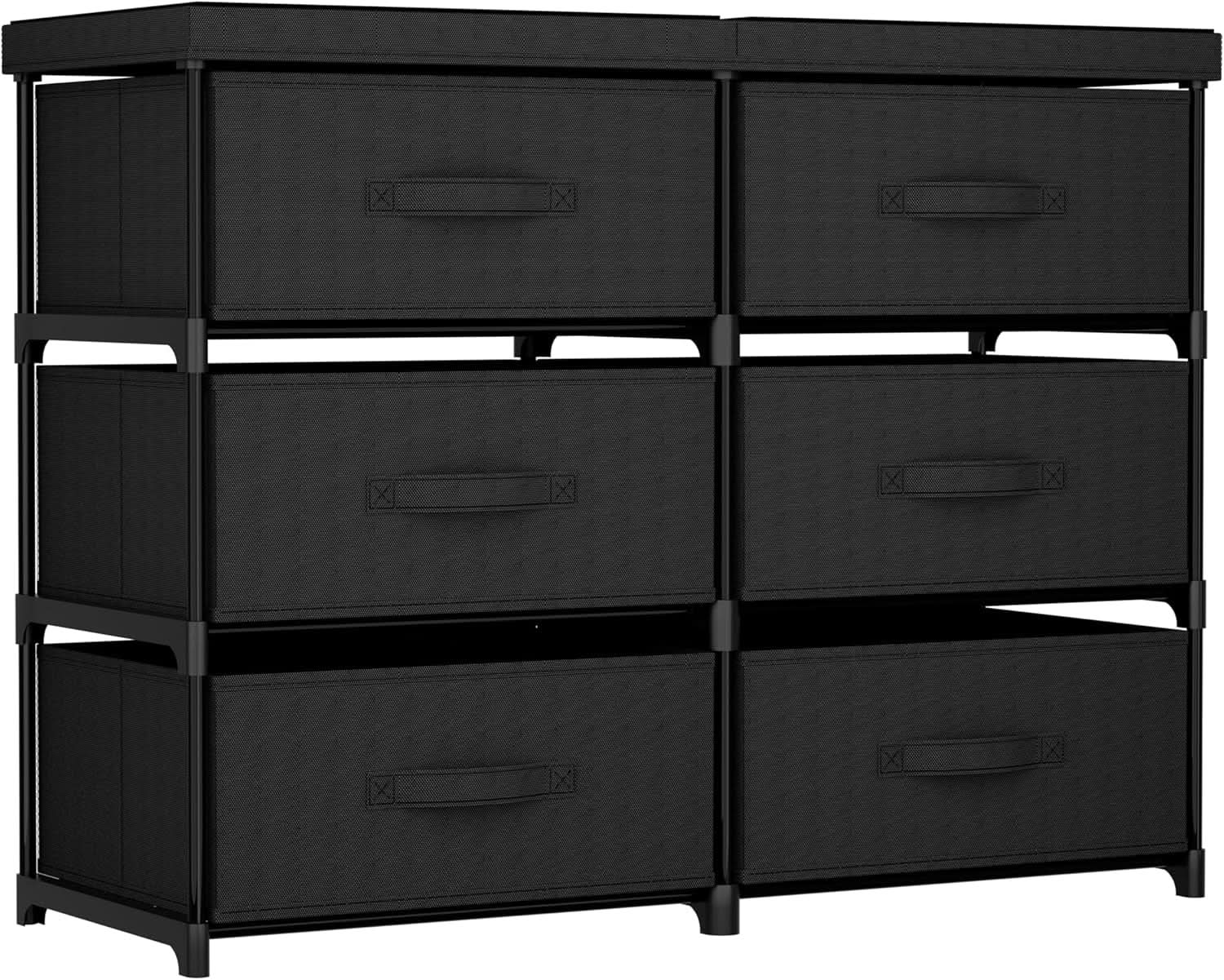 Fabric Dresser With Six Drawers Metal Frame And Wooden Top
