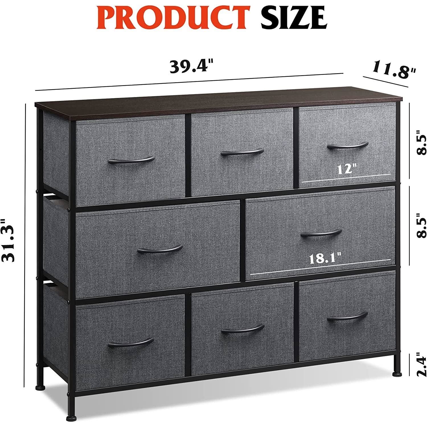 Fabric Dresser With TV Stand 8 Drawer Bedroom Storage
