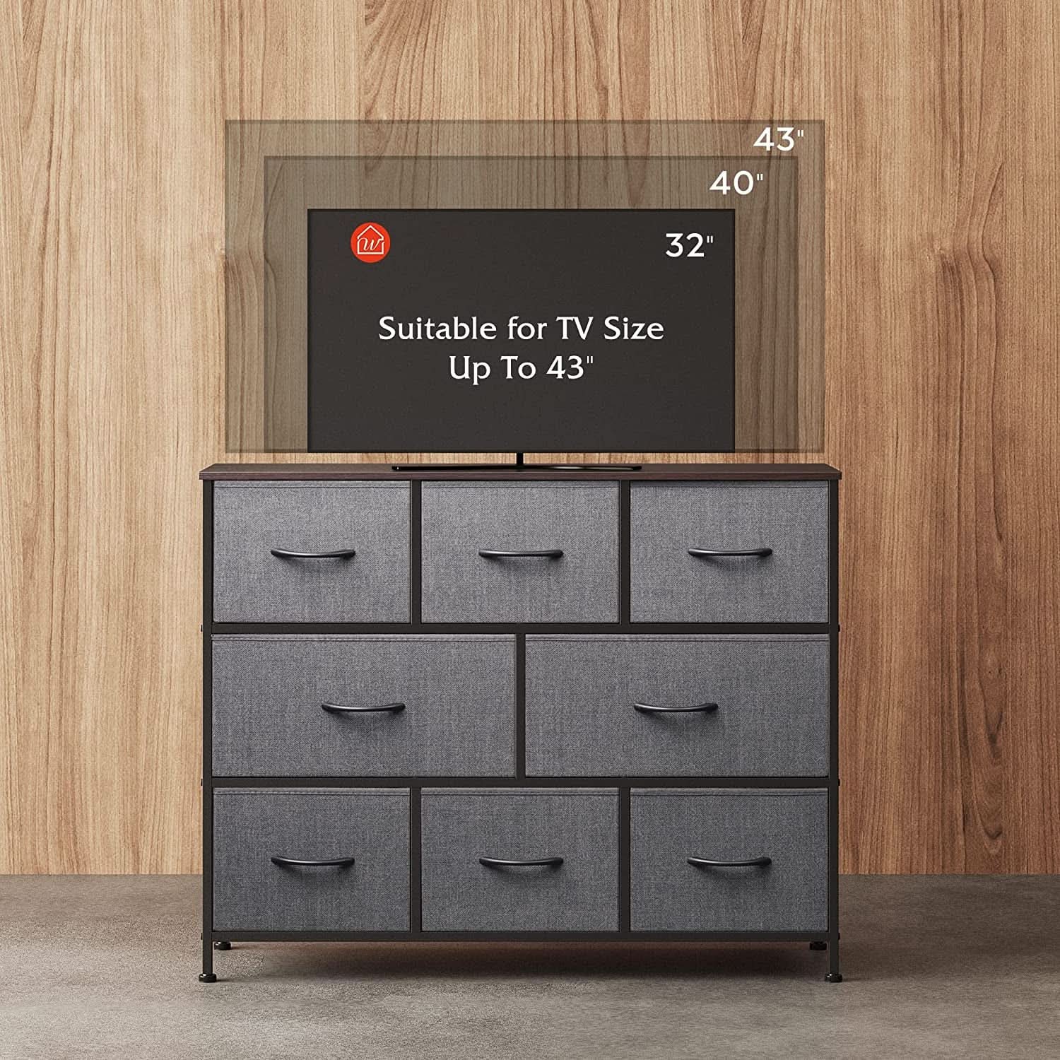 Fabric Dresser With TV Stand 8 Drawer Bedroom Storage