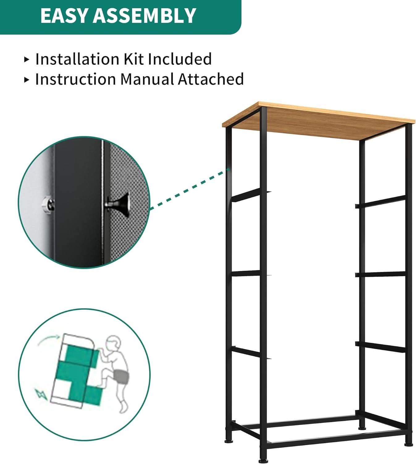 Fabric Dresser With Wooden Top And Steel Frame Storage