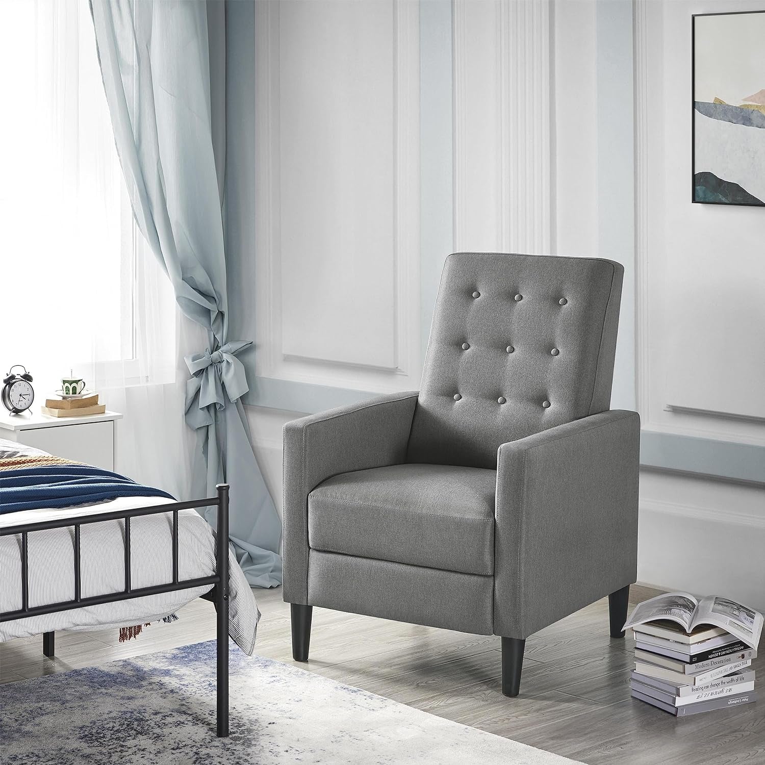 Fabric Recliner Chair With Thick Cushion Adjustable Back