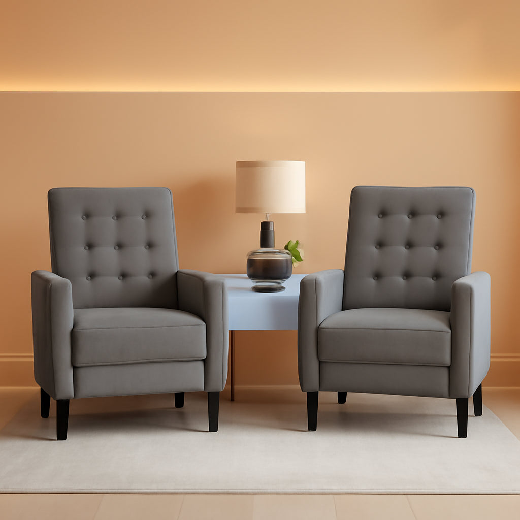 Fabric Recliner Chair With Thick Cushion Adjustable Back