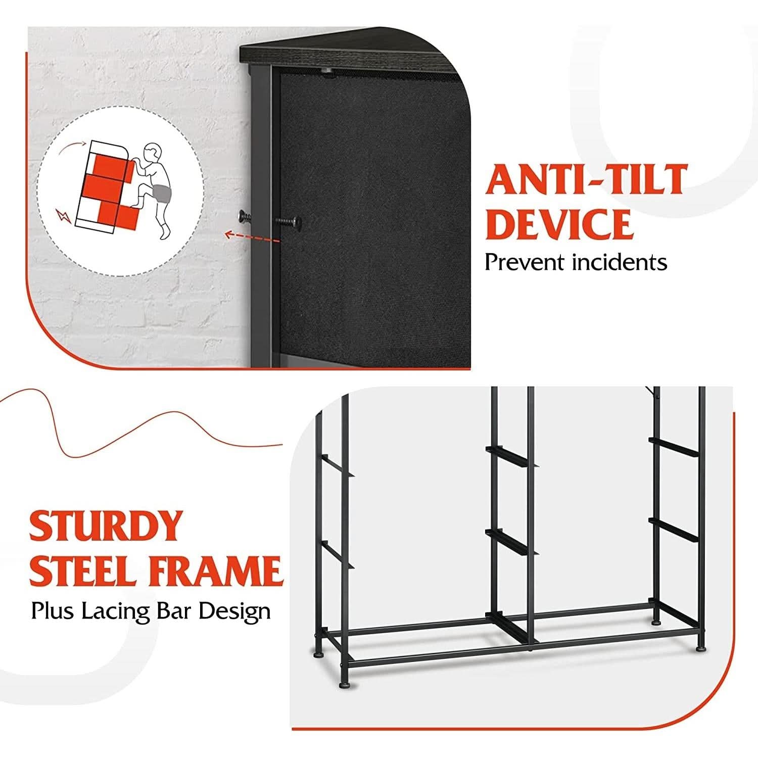Fabric Storage Tower 9 Drawer Unit Charcoal Black Bedroom