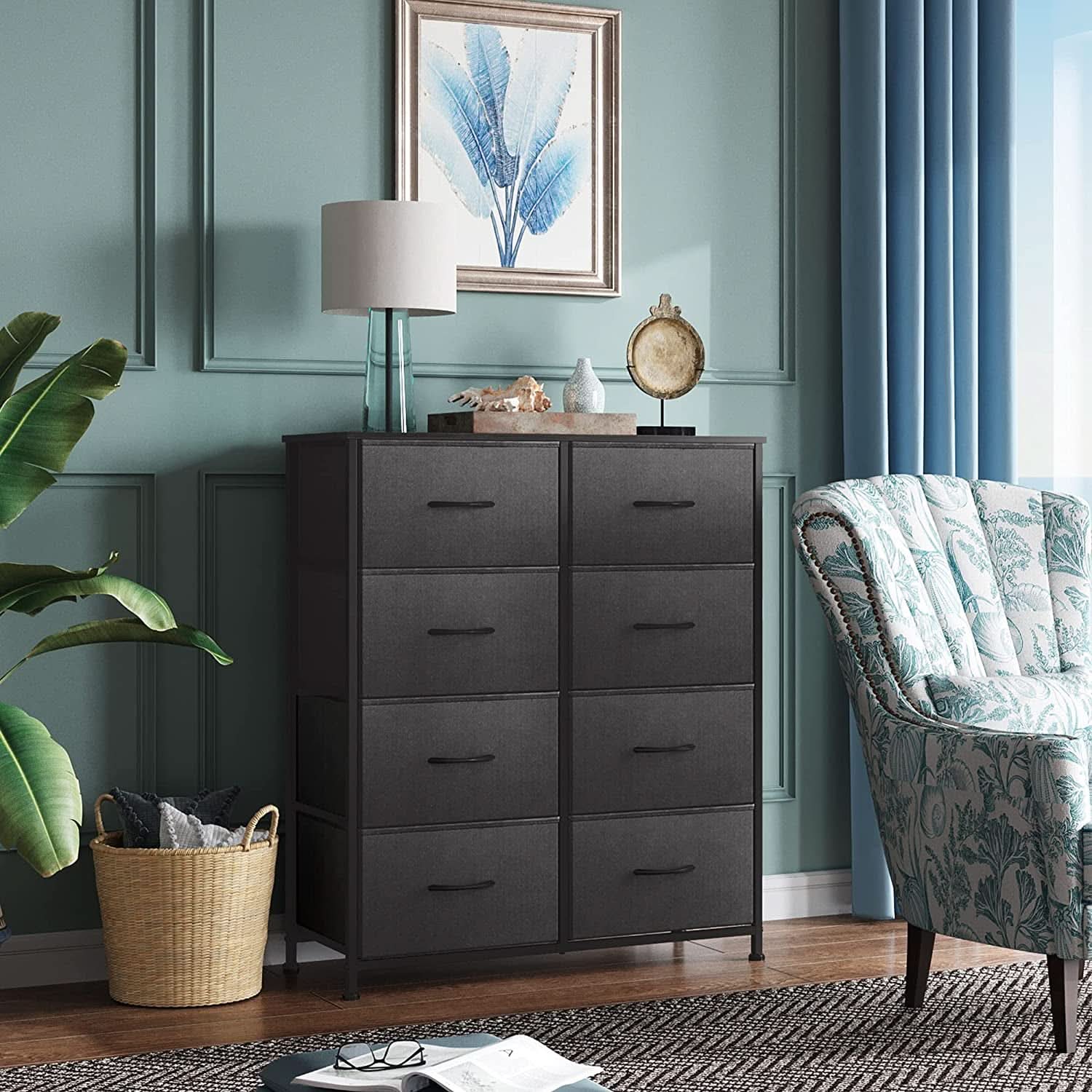 Fabric Storage Tower With 8 Drawers Charcoal Black