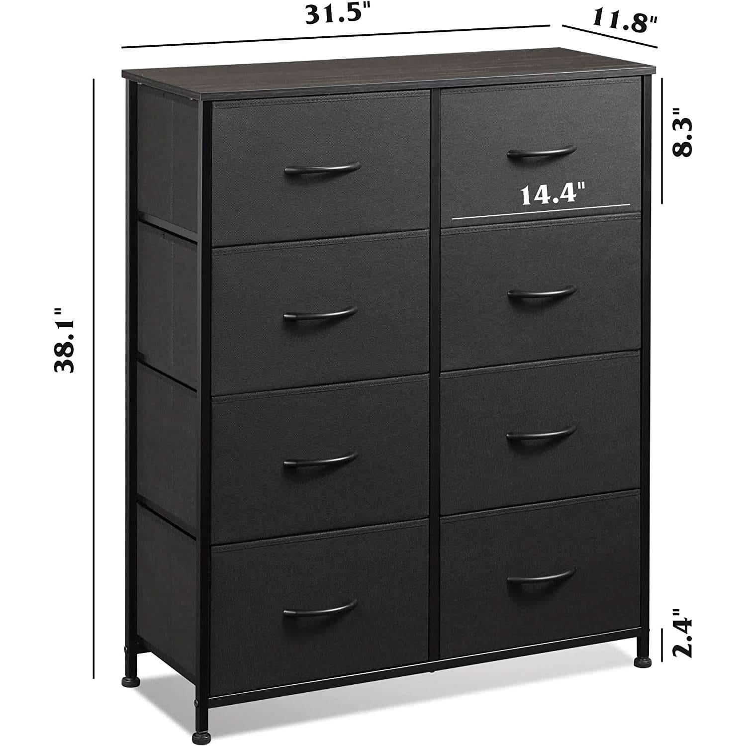 Fabric Storage Tower With 8 Drawers Charcoal Black