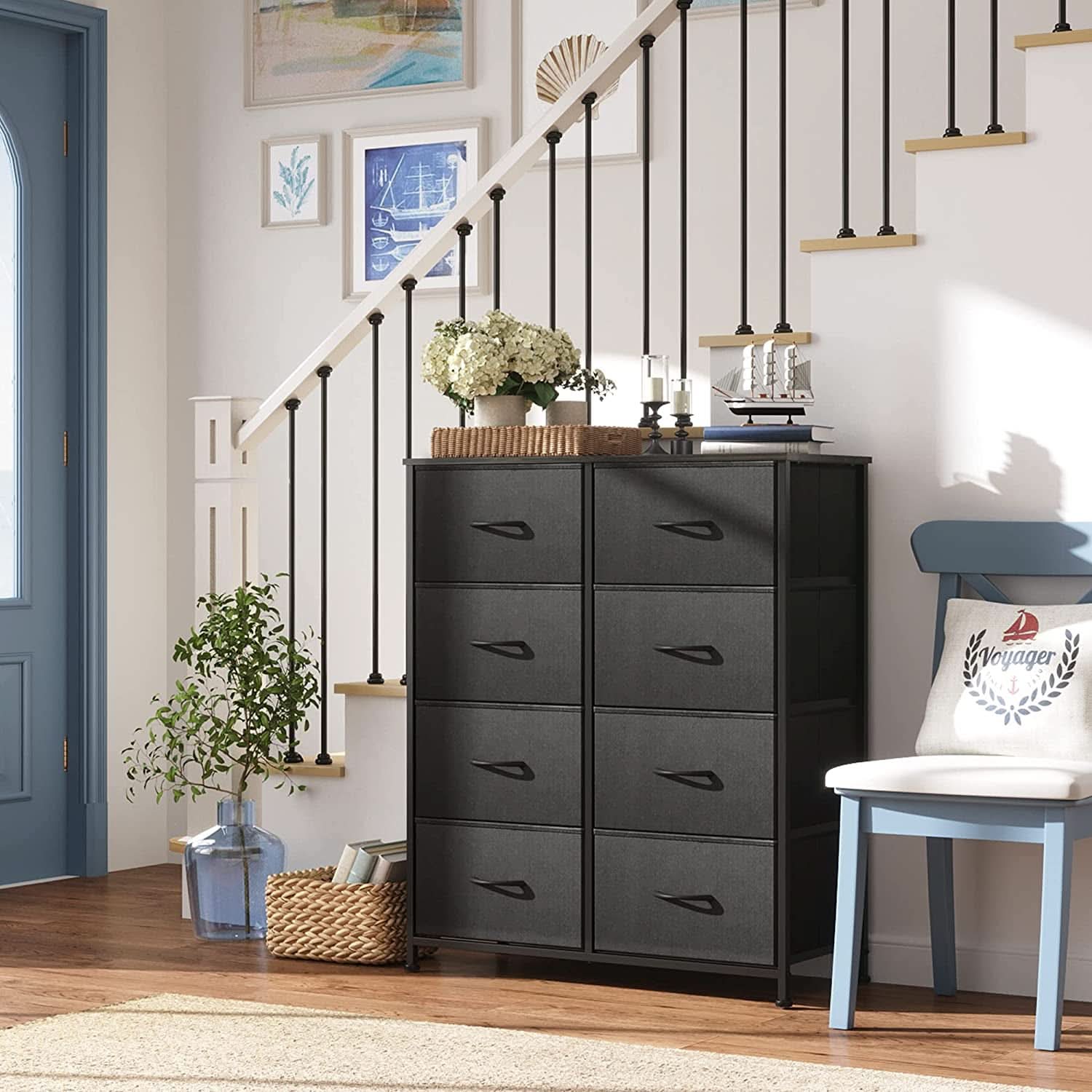 Fabric Storage Tower With 8 Drawers Charcoal Black