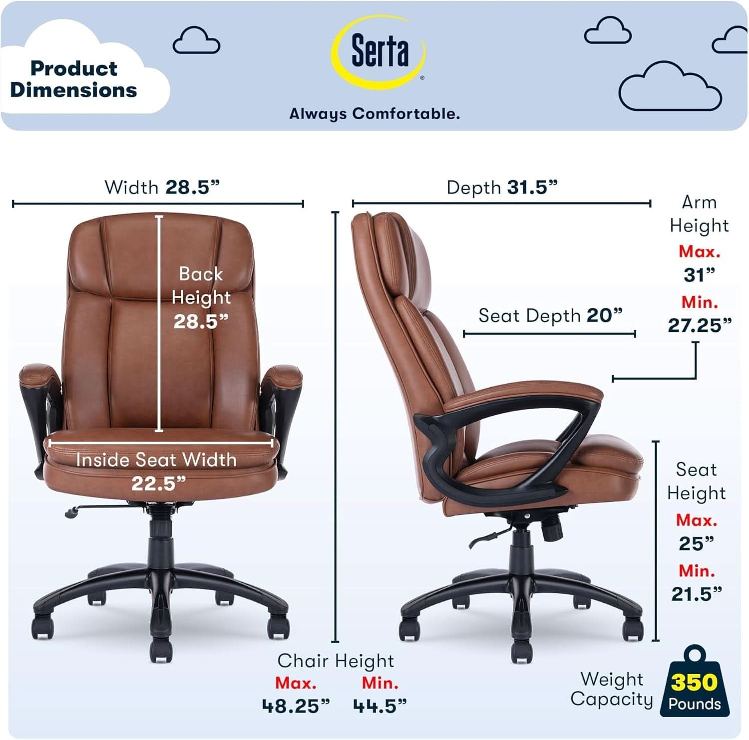 Fairbanks Big And Tall High Back Cognac Office Chair