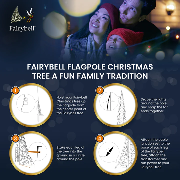 Fairybell 20 Foot Flagpole Tree - 900 LED Multi-Color