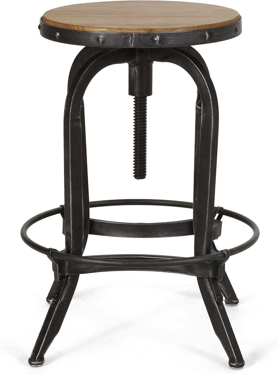 Farmdale Barstool Antique Pewter Iron Firwood Seat