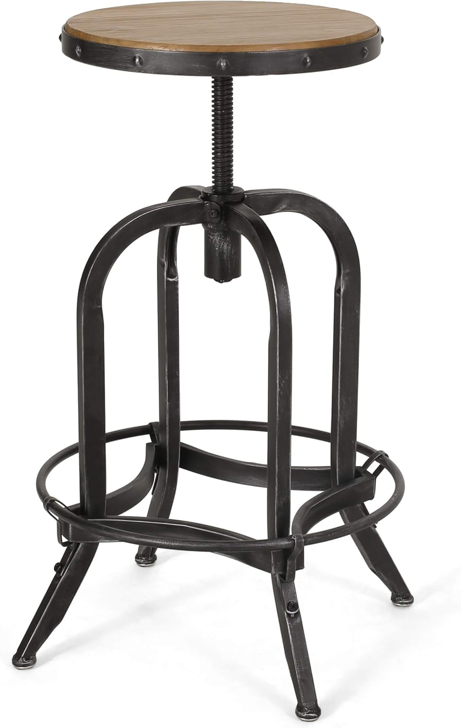 Farmdale Barstool Antique Pewter Iron Firwood Seat