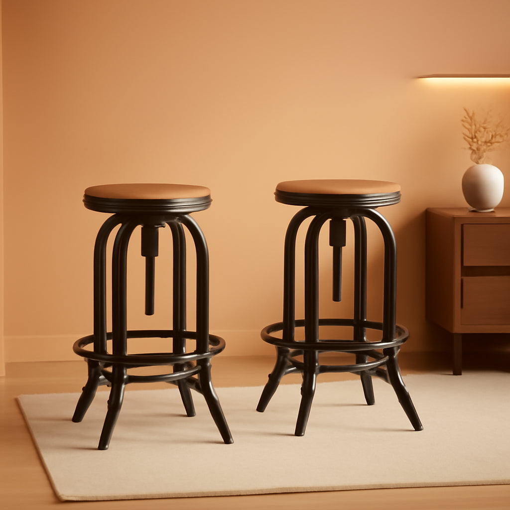 Farmdale Barstool Antique Pewter Iron Firwood Seat