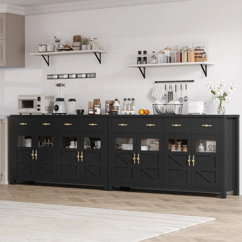 Farmhouse Accent Cabinet With Glass Panels X Shaped Doors