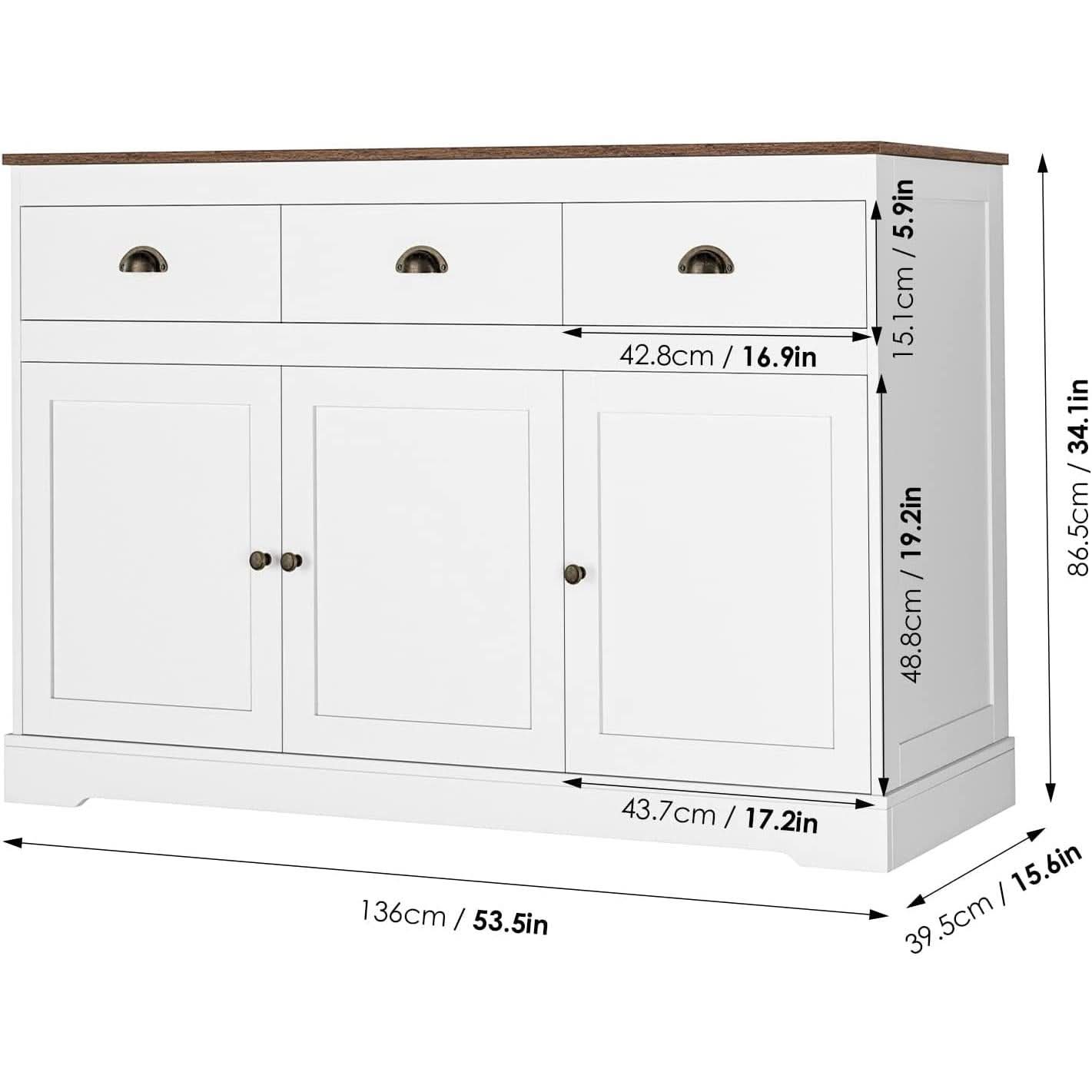 Farmhouse Buffet Cabinet With Adjustable Shelves 53 Inch Length