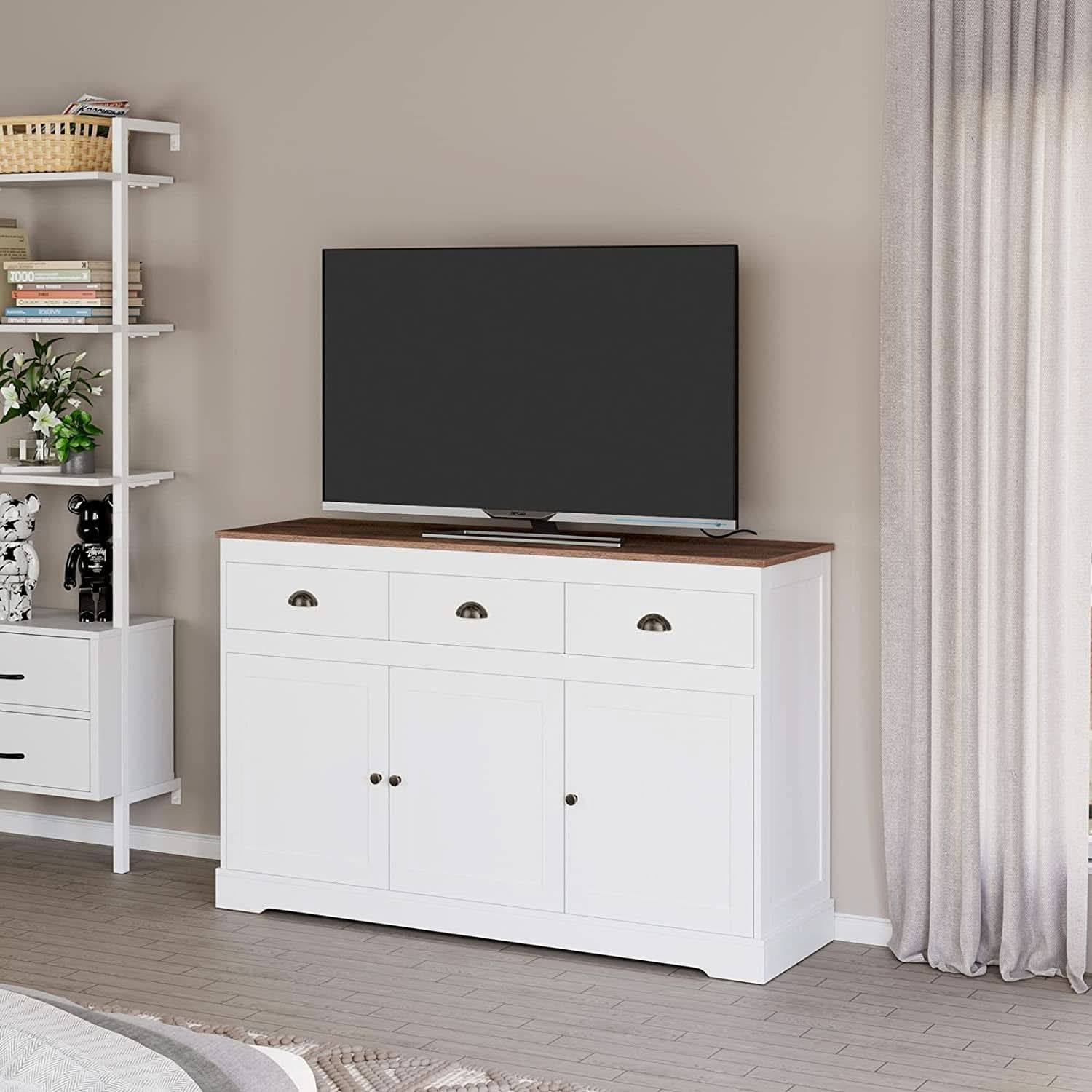 Farmhouse Buffet Cabinet With Adjustable Shelves 53 Inch Length