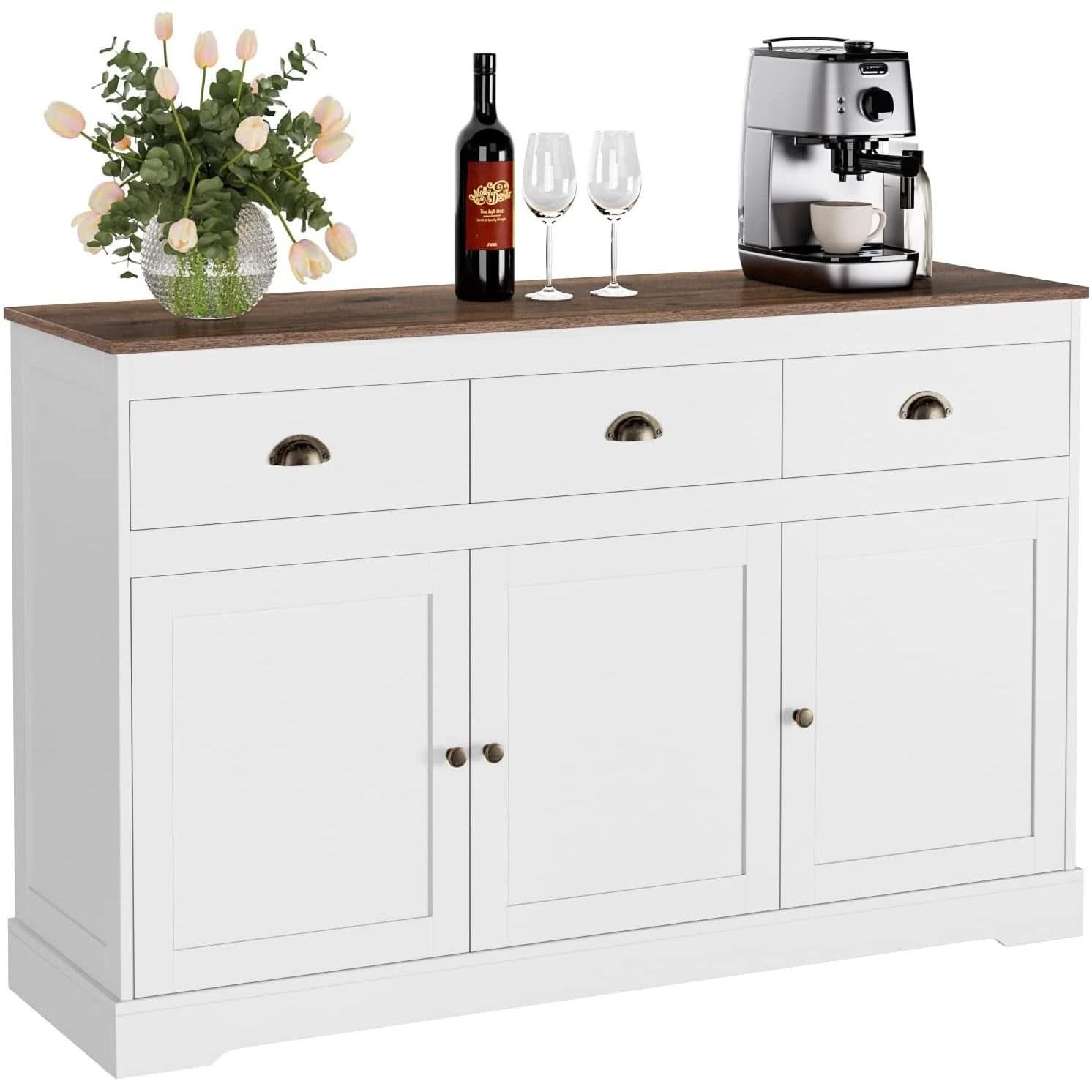 Farmhouse Buffet Cabinet With Adjustable Shelves 53 Inch Length