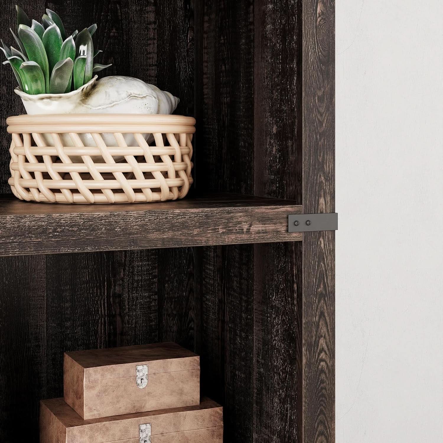 Farmhouse Cherry Bookcase 71 Inch Tall Sturdy Open Shelving
