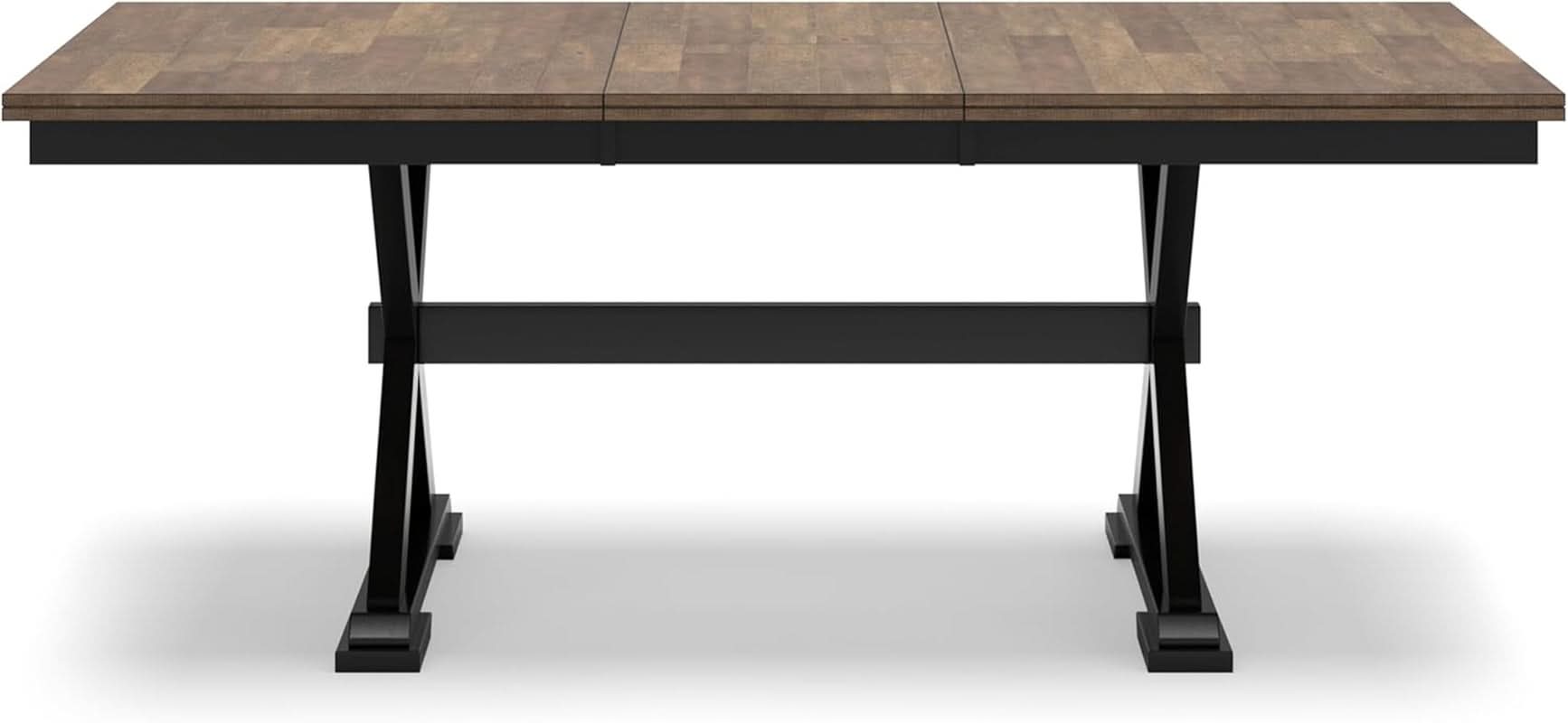 Farmhouse Dining Extension Table Butterfly Leaf 6-8 Seater Black And Dark Brown
