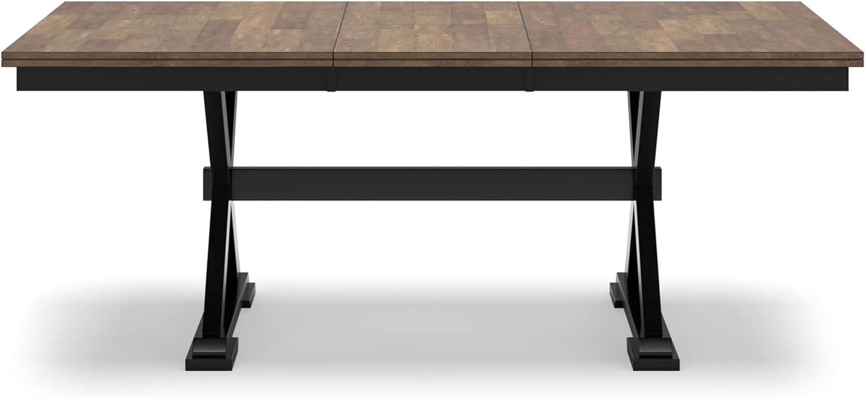 Farmhouse Dining Extension Table Butterfly Leaf 6-8 Seater Black And Dark Brown
