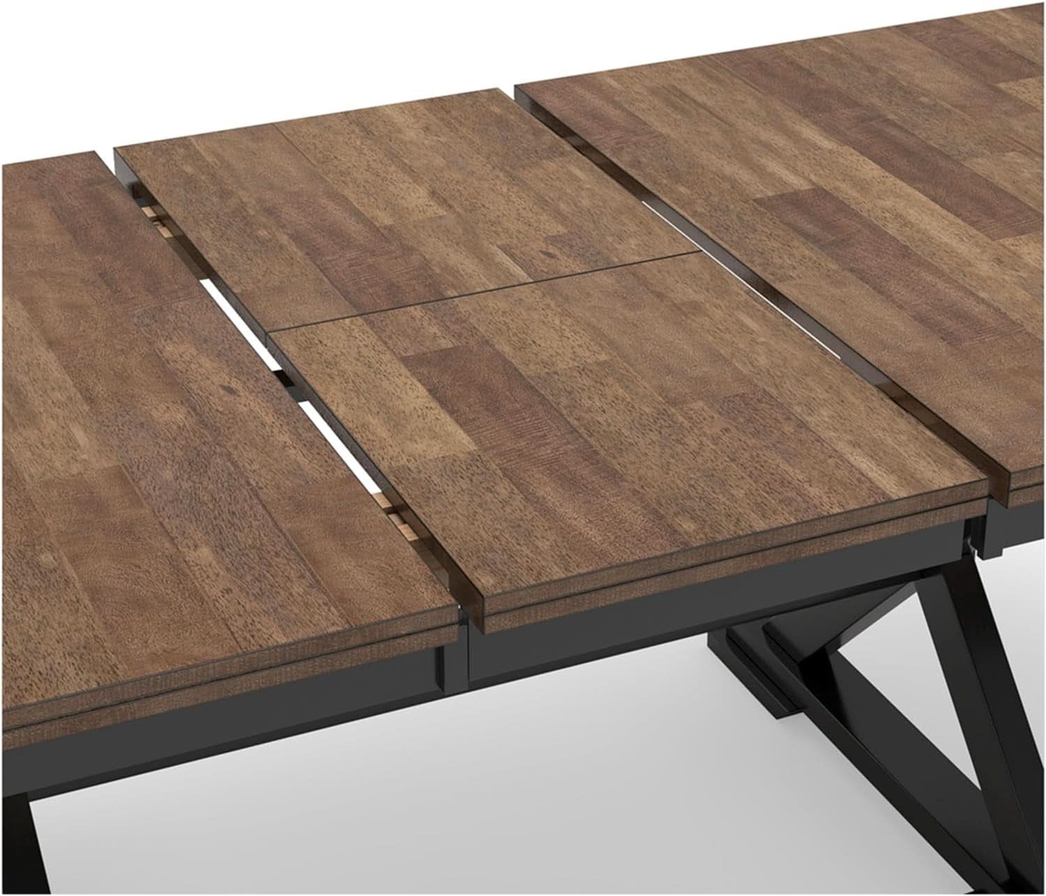 Farmhouse Dining Extension Table Butterfly Leaf 6-8 Seater Black And Dark Brown