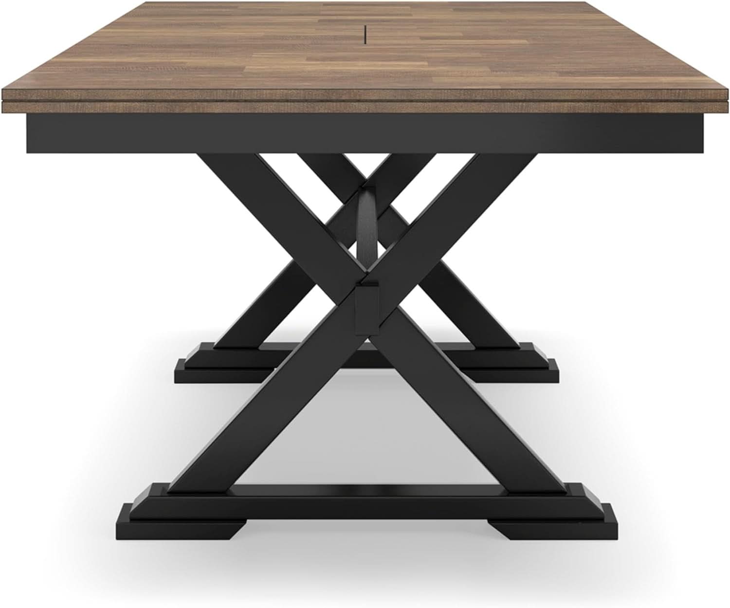 Farmhouse Dining Extension Table Butterfly Leaf 6-8 Seater Black And Dark Brown