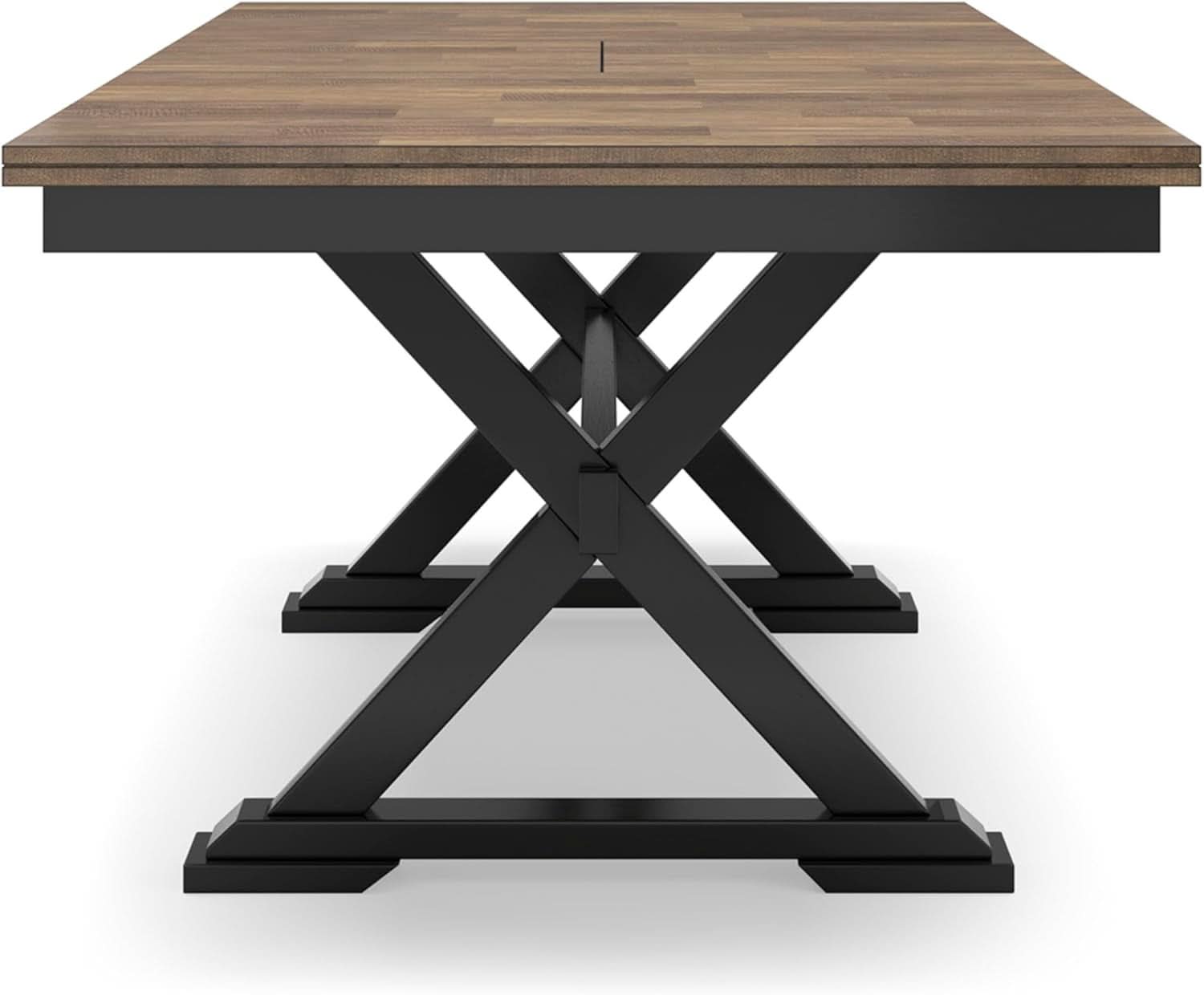 Farmhouse Dining Extension Table Butterfly Leaf 6-8 Seater Black And Dark Brown