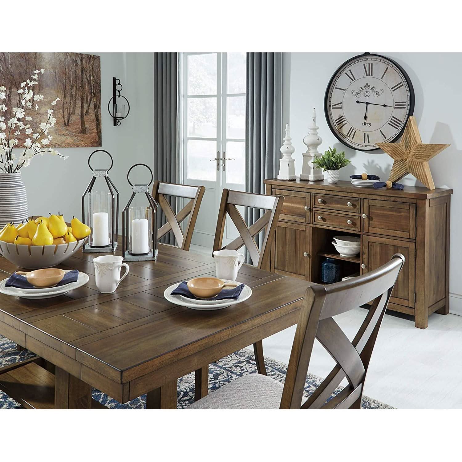 Farmhouse Dining Extension Table Seats 8 Distressed Nutmeg