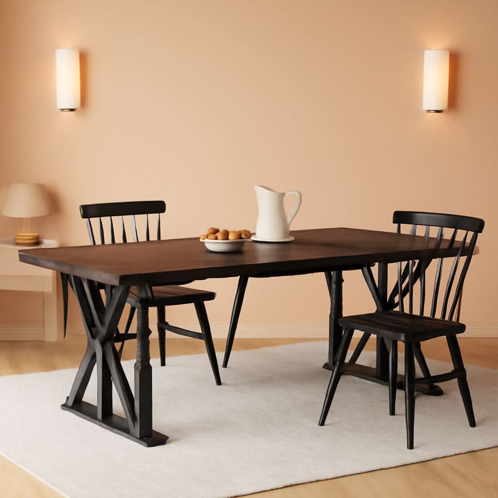 Farmhouse Dining Table 70.8 Inch Heavy Duty Metal Legs