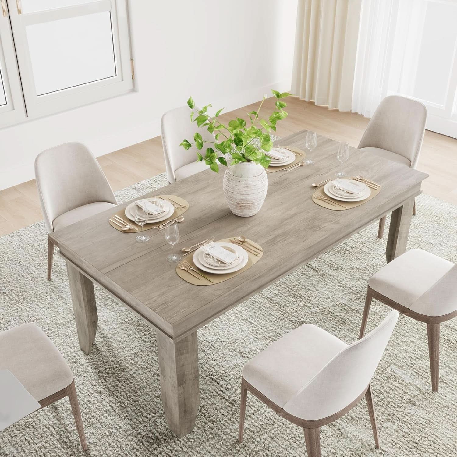 Farmhouse Dining Table 71 Inch Wood Frame Seats 6 To 8