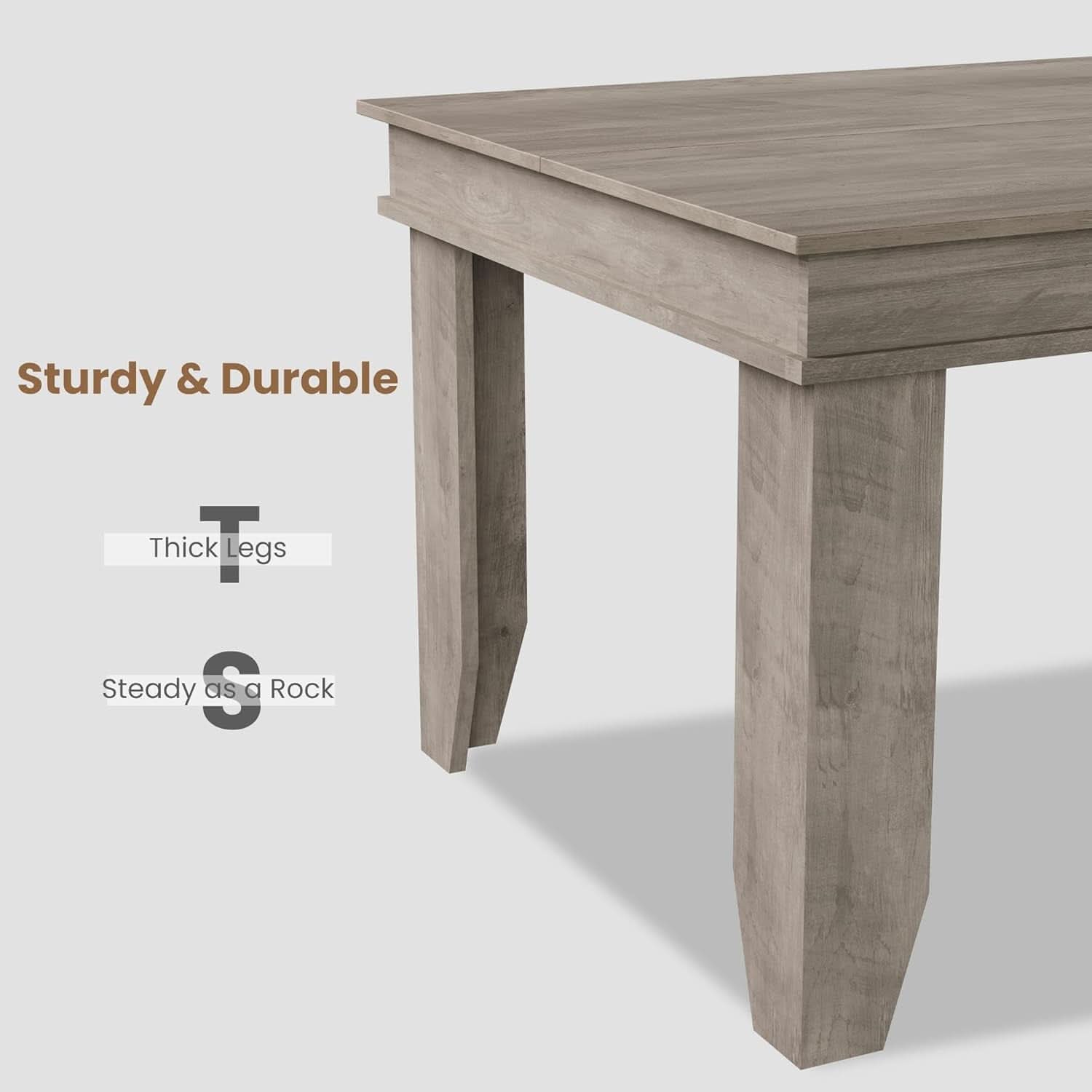 Farmhouse Dining Table 71 Inch Wood Frame Seats 6 To 8