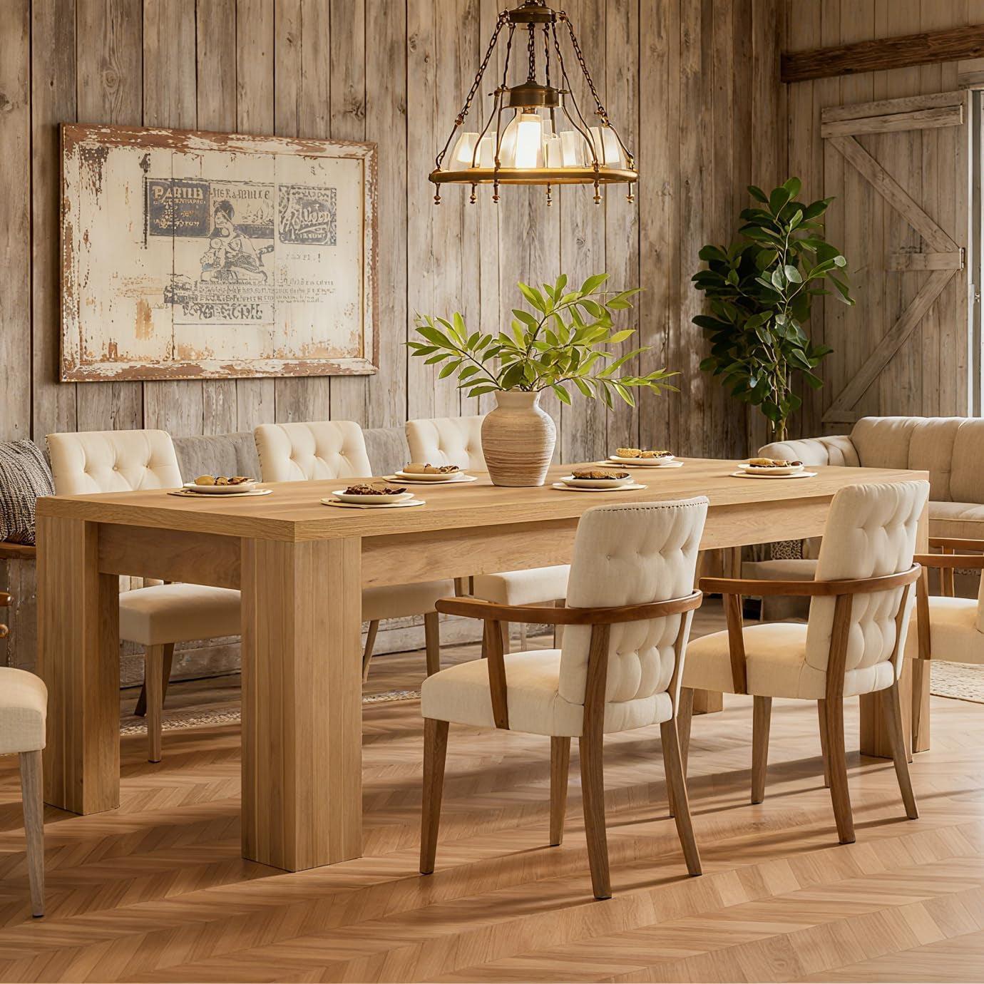 Farmhouse Dining Table 78.7 Inch Rustic Brown Seats 6 To 8