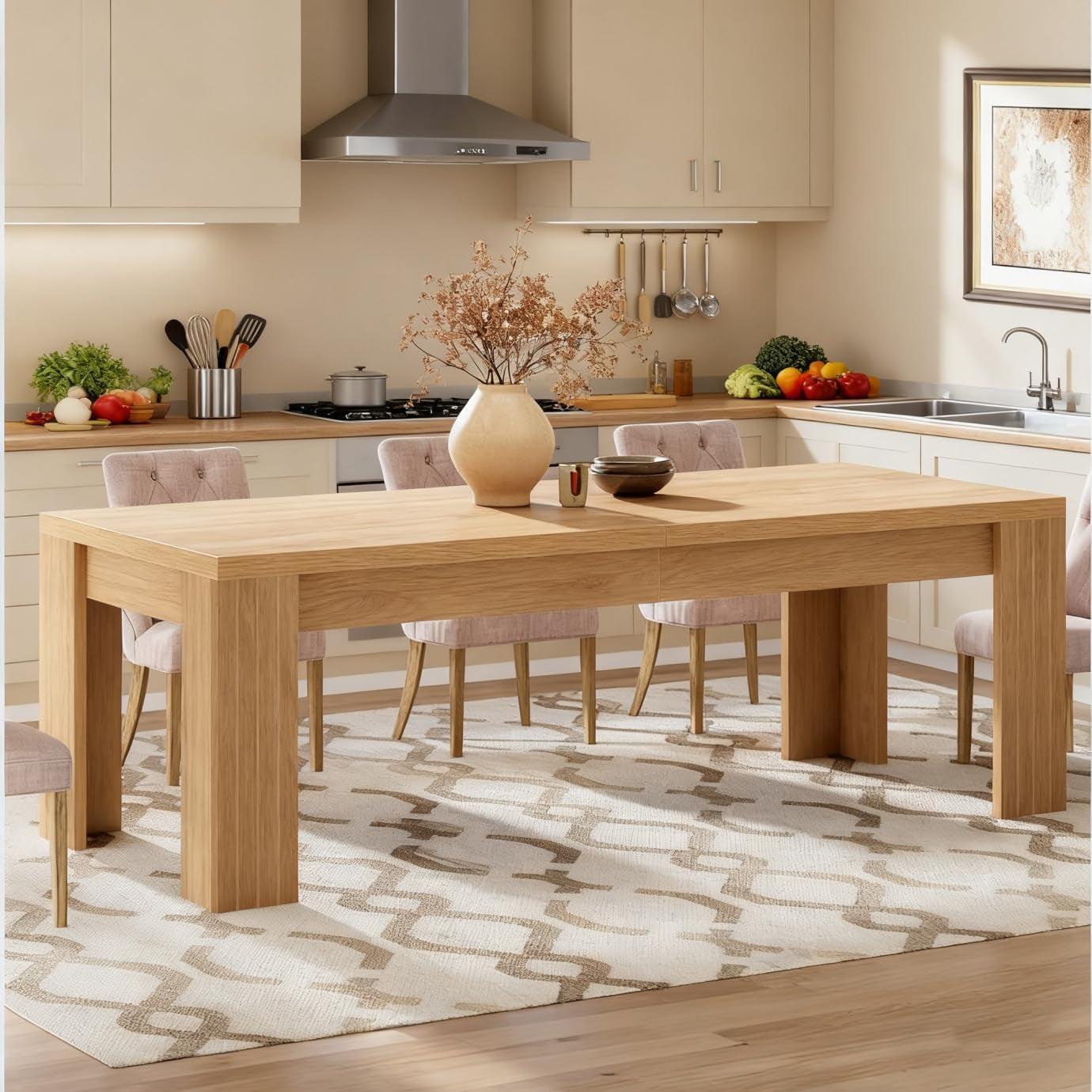 Farmhouse Dining Table 78.7 Inch Rustic Brown Seats 6 To 8