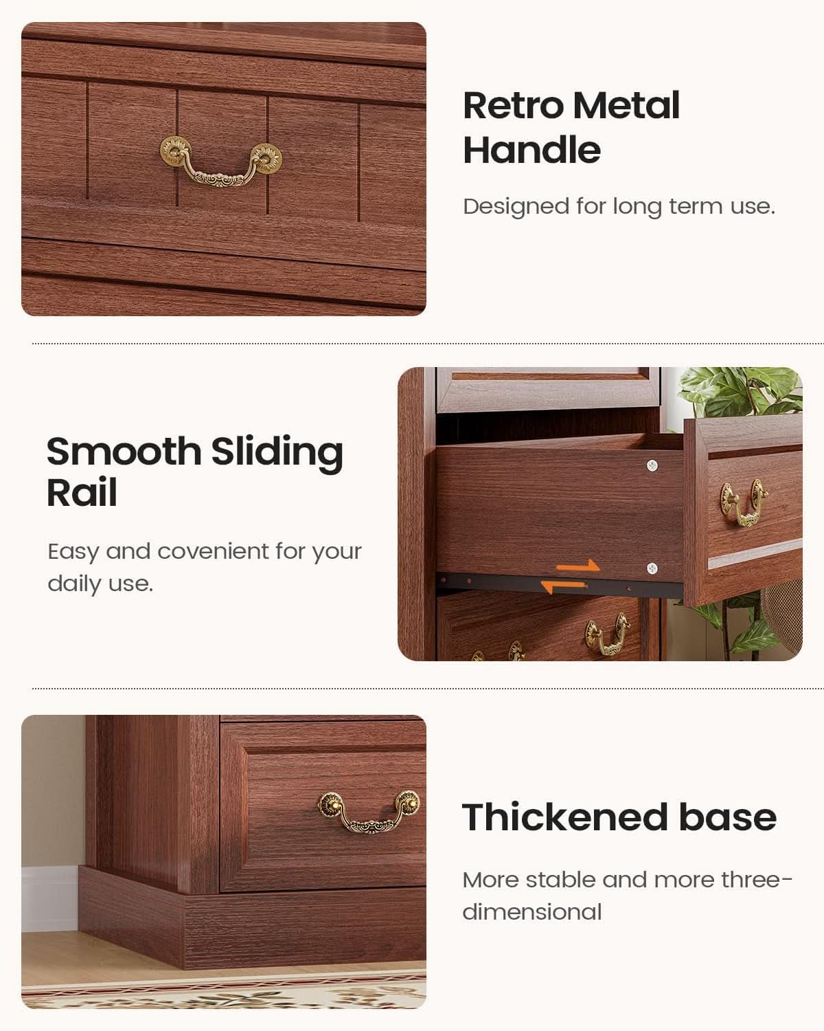 Farmhouse Dresser With 7 Drawers AntiqueOakBrownFinish