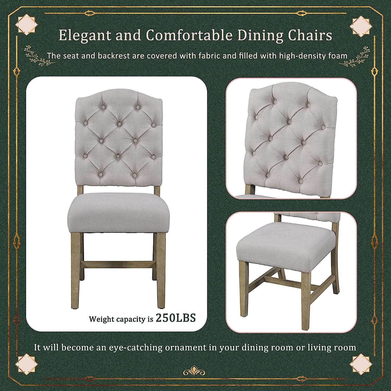 Farmhouse Extendable Dining Table Set Upholstered Chairs