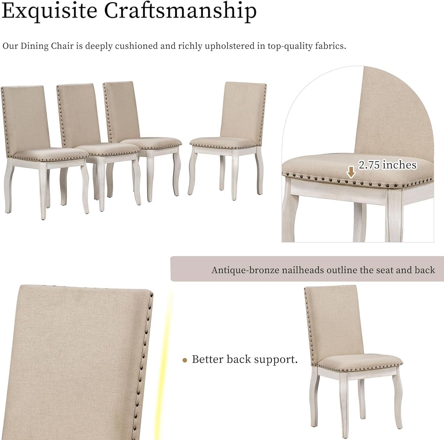 Farmhouse Round Extendable Dining Table Set Oak Finish with Upholstered Chairs
