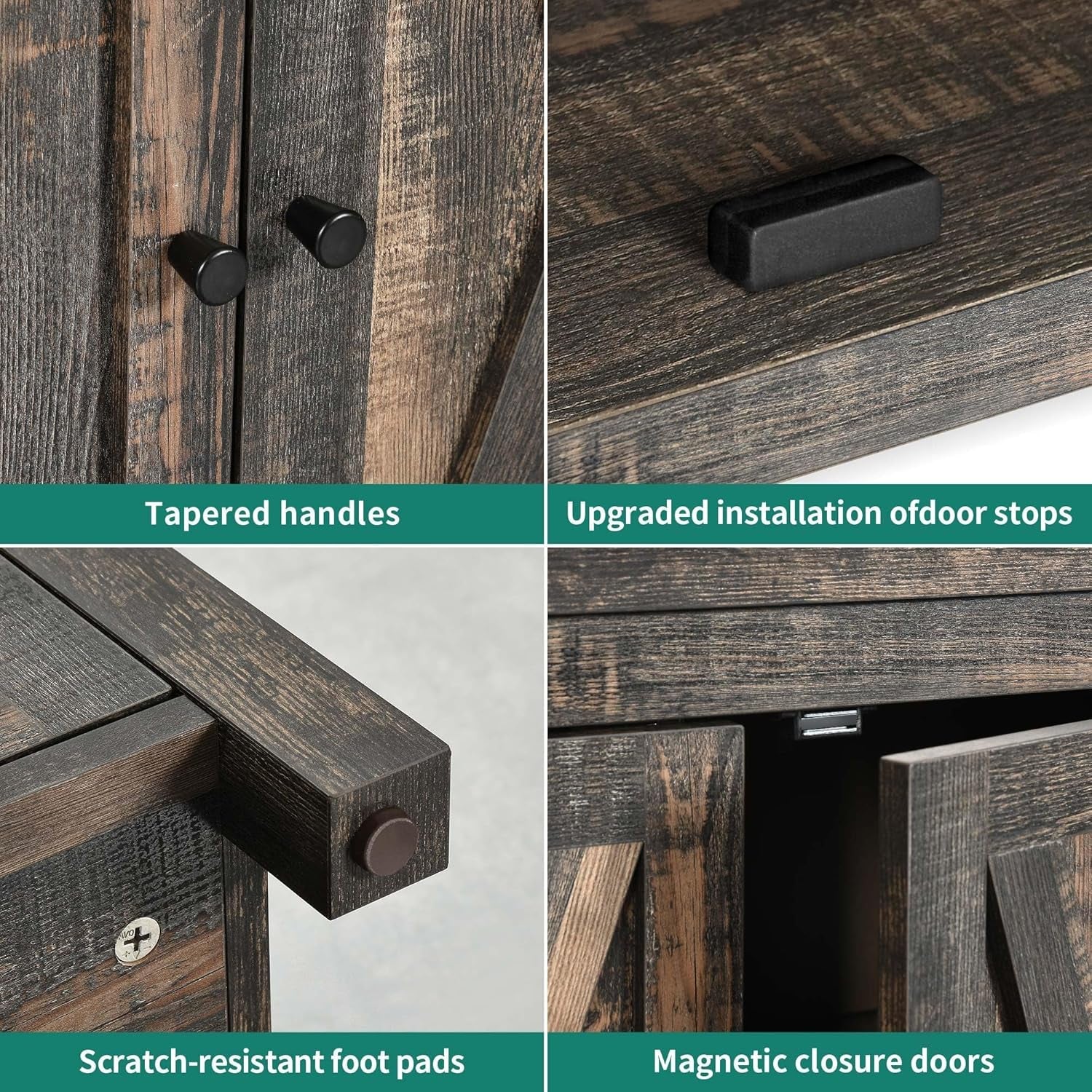 Farmhouse Sideboard Buffet Cabinet 55 Inch Dark Oak