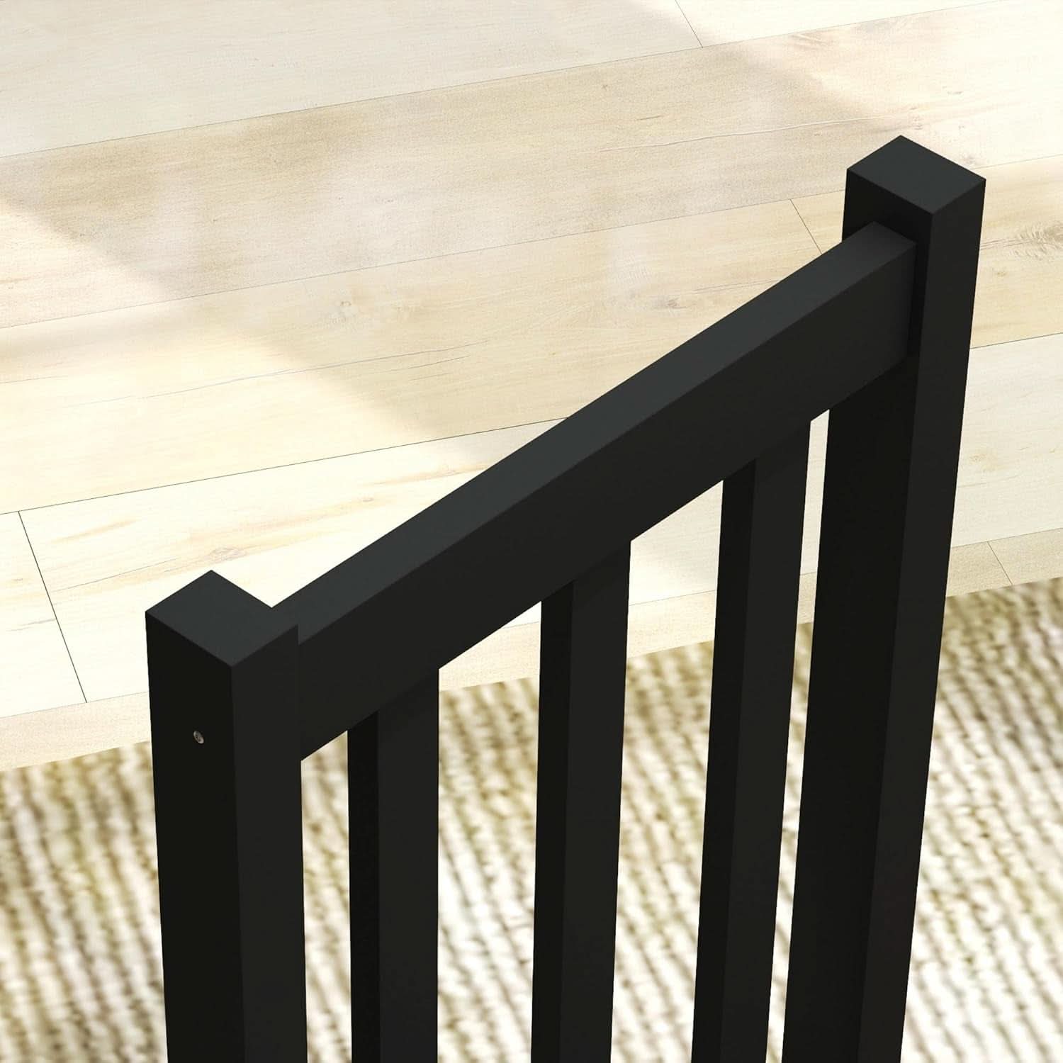 Farmhouse Slat Back Dining Chair Set Pine Wood Black