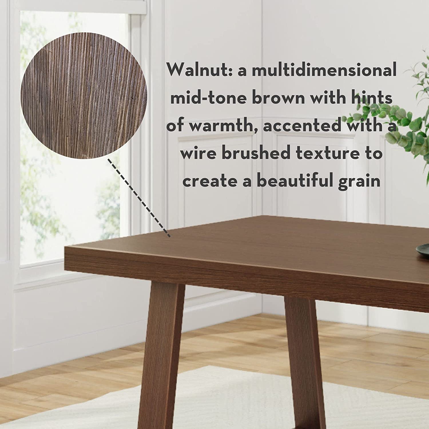 Farmhouse Solid Wood Dining Table Set With Benches Walnut