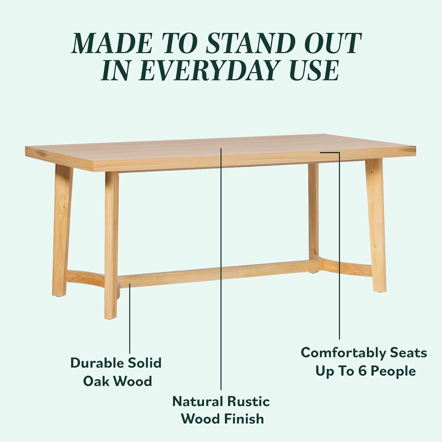 Farmhouse White Oak Dining Table Seats Six Handcrafted