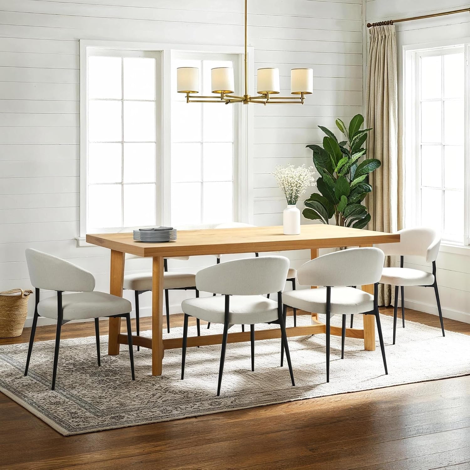 Farmhouse White Oak Dining Table Seats Six Handcrafted