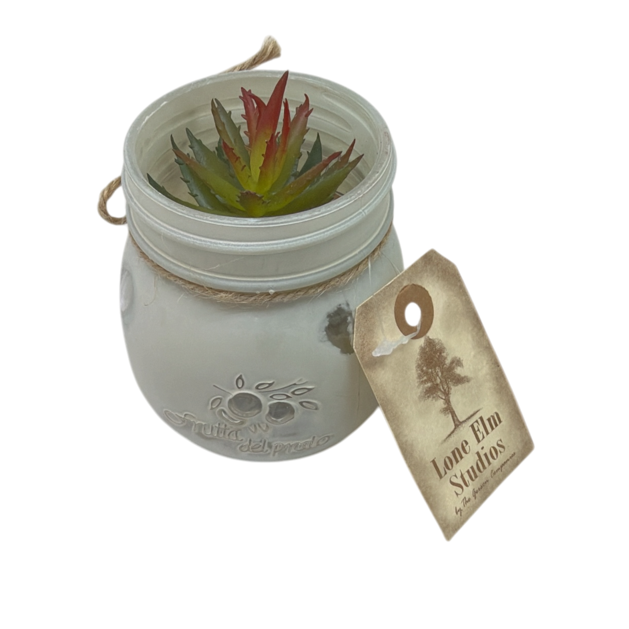 Faux Echeveria Succulent in Glass Jar