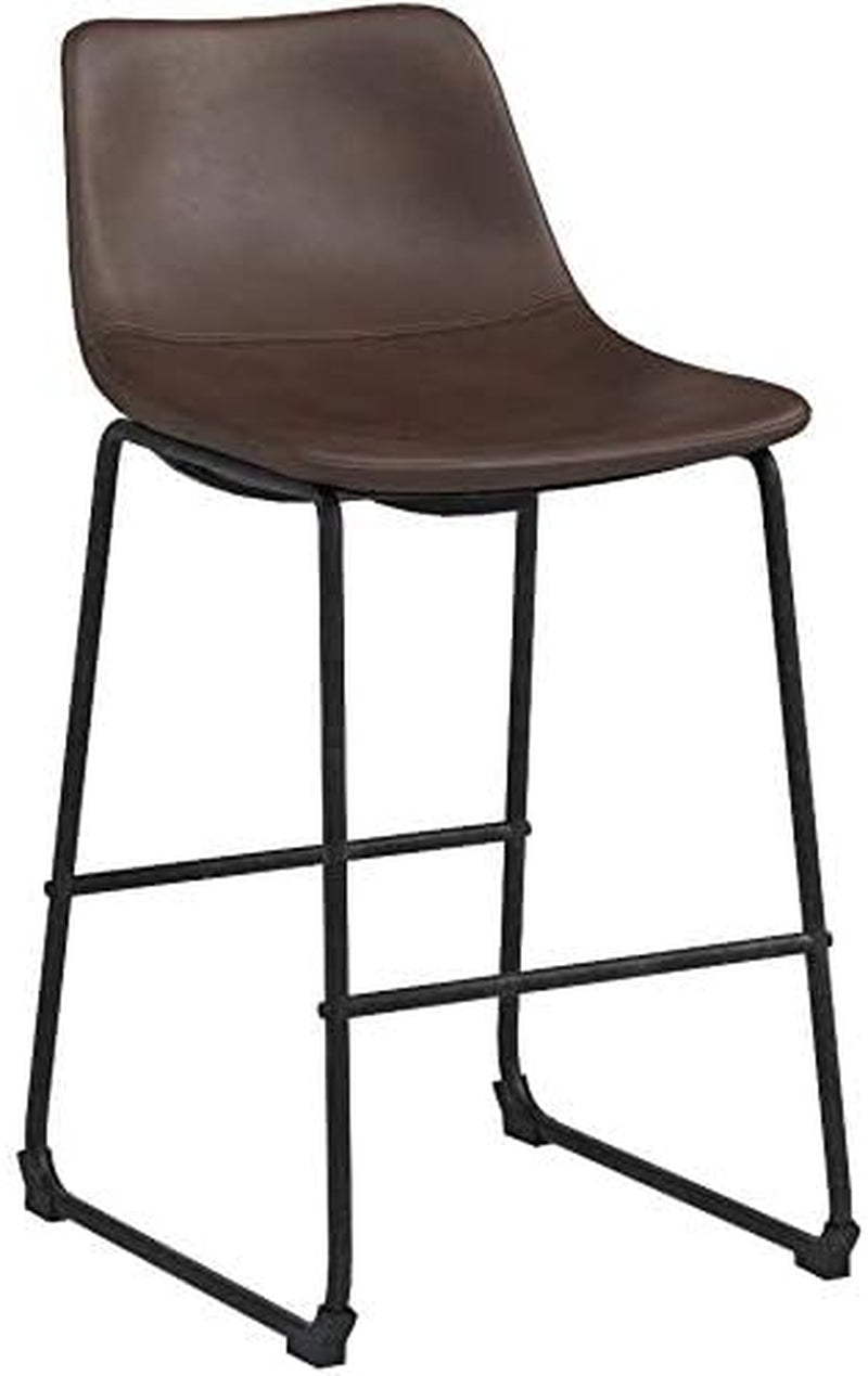 Faux Leather Armless Counter Chairs Brown Set of 2
