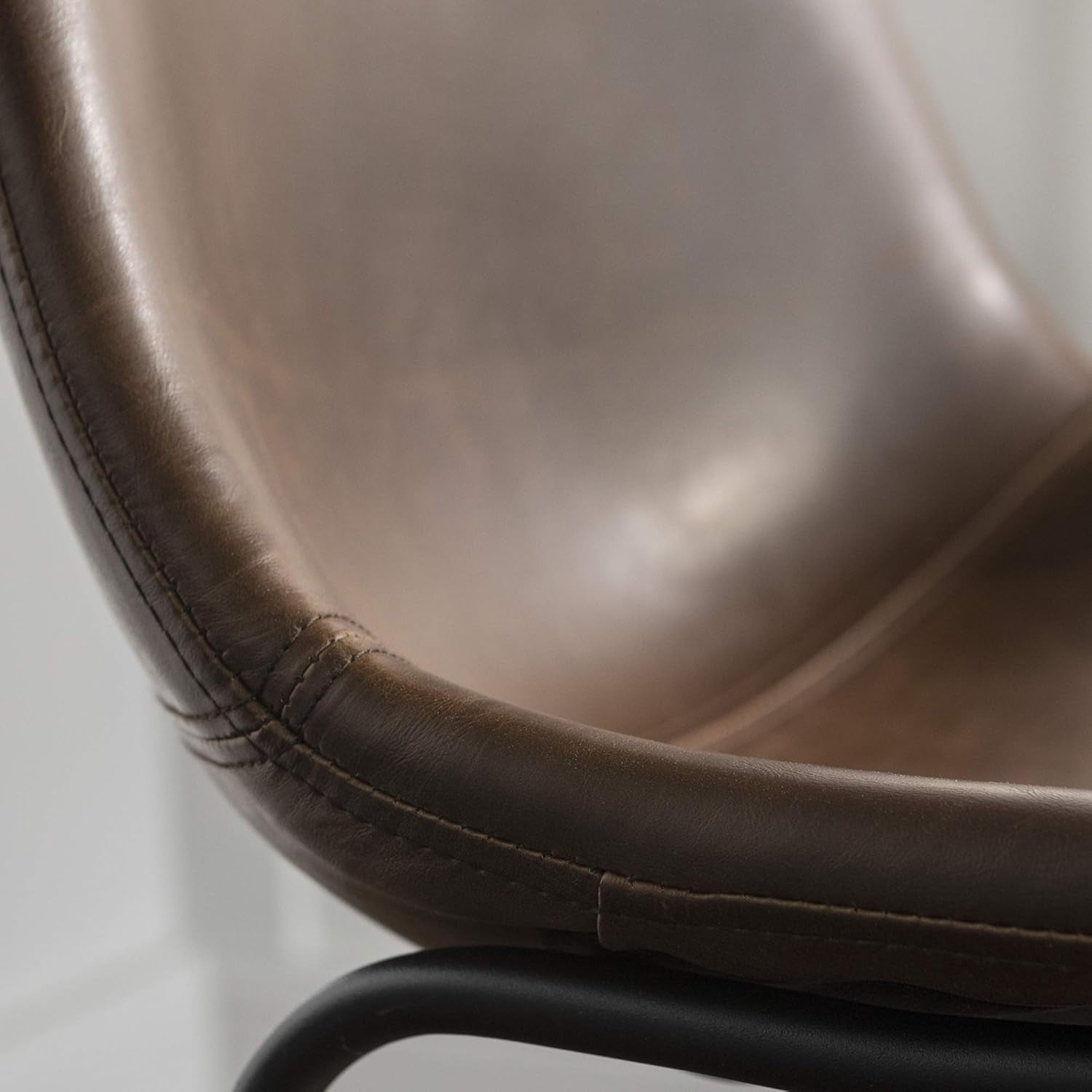 Faux Leather Armless Counter Chairs Brown Set of 2