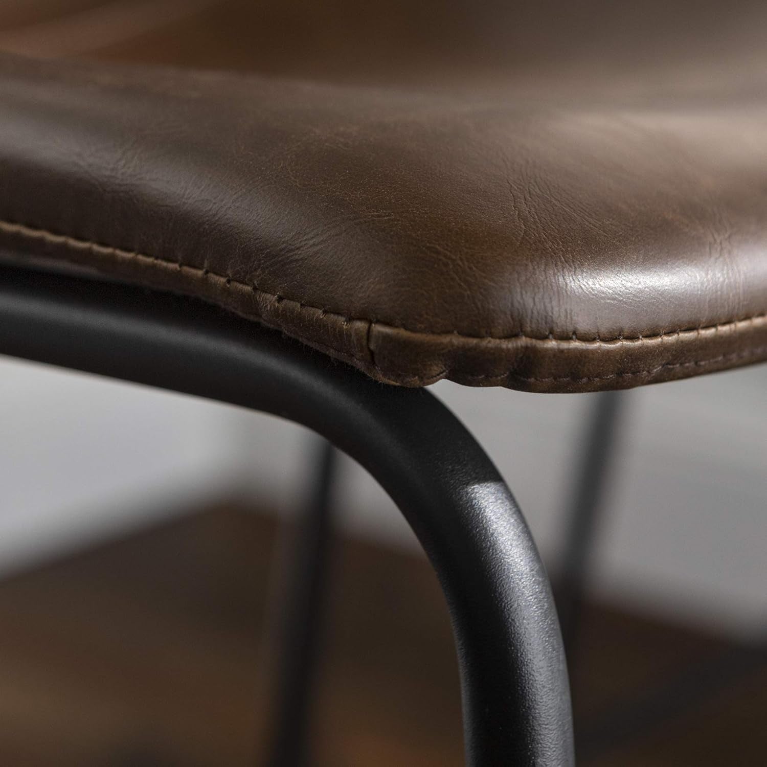 Faux Leather Armless Counter Chairs Brown Set of 2