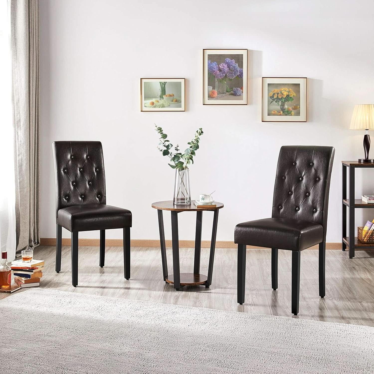 Faux Leather Dining Chairs Brown Set Of 2 For Dining Room
