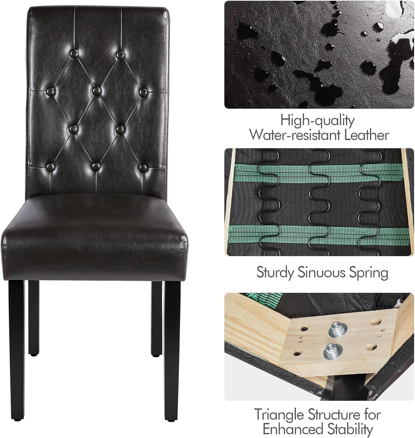 Faux Leather Dining Chairs Brown Set Of 2 For Dining Room