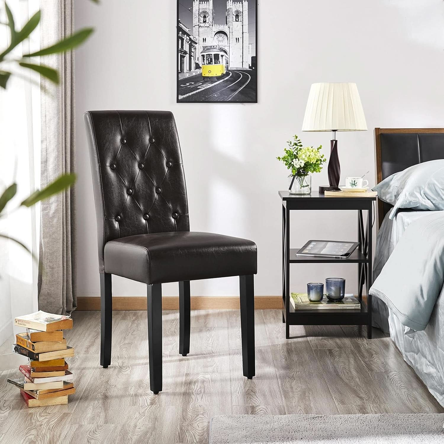 Faux Leather Dining Chairs Brown Set Of 2 For Dining Room
