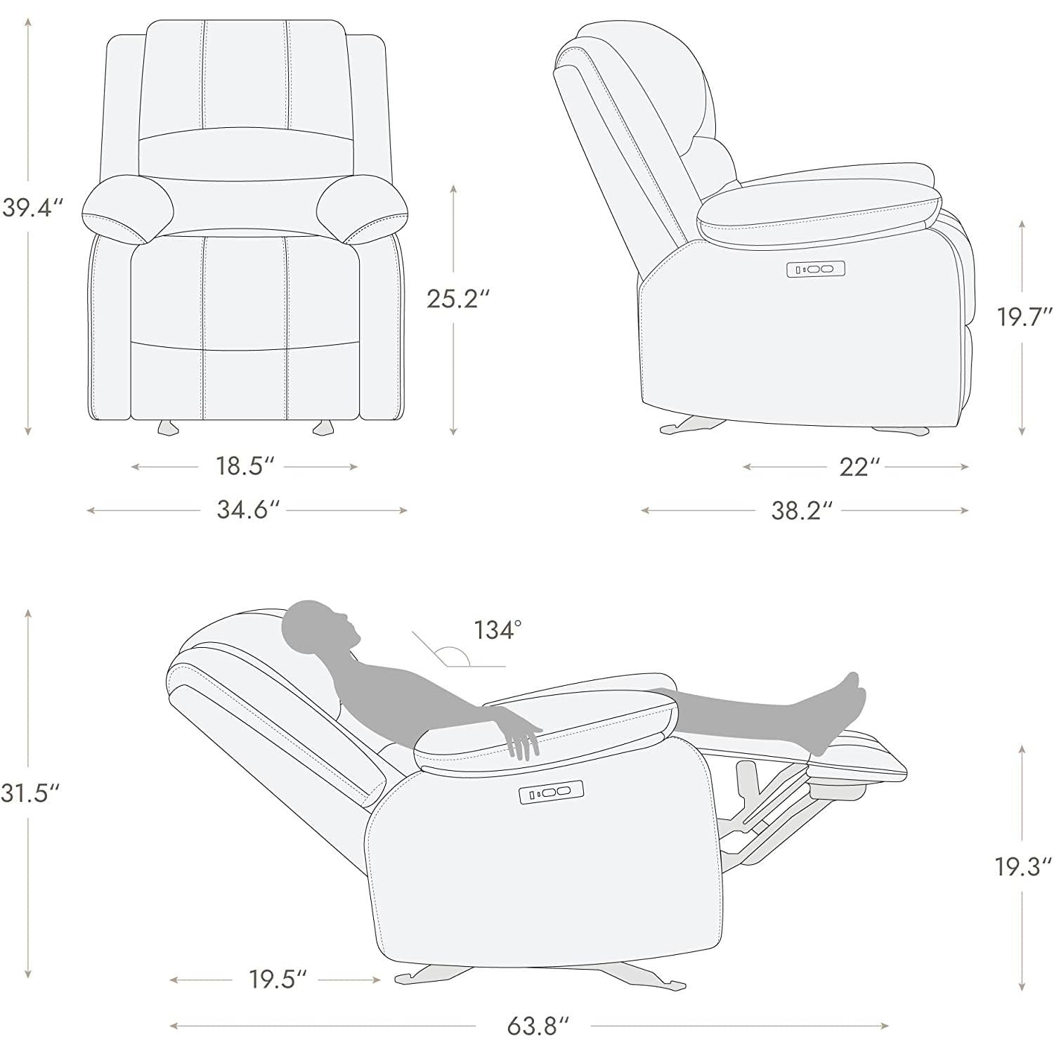 Faux Leather Electric Glider Recliner Chair With Power